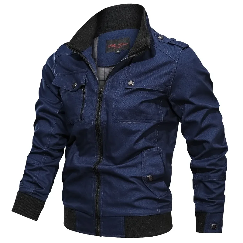 Autumn Winter Men's Turtleneck Solid Button Pocket Screw Thread Zipper Cardigan Long Sleeve Jackets Coats Fashion Casual Tops