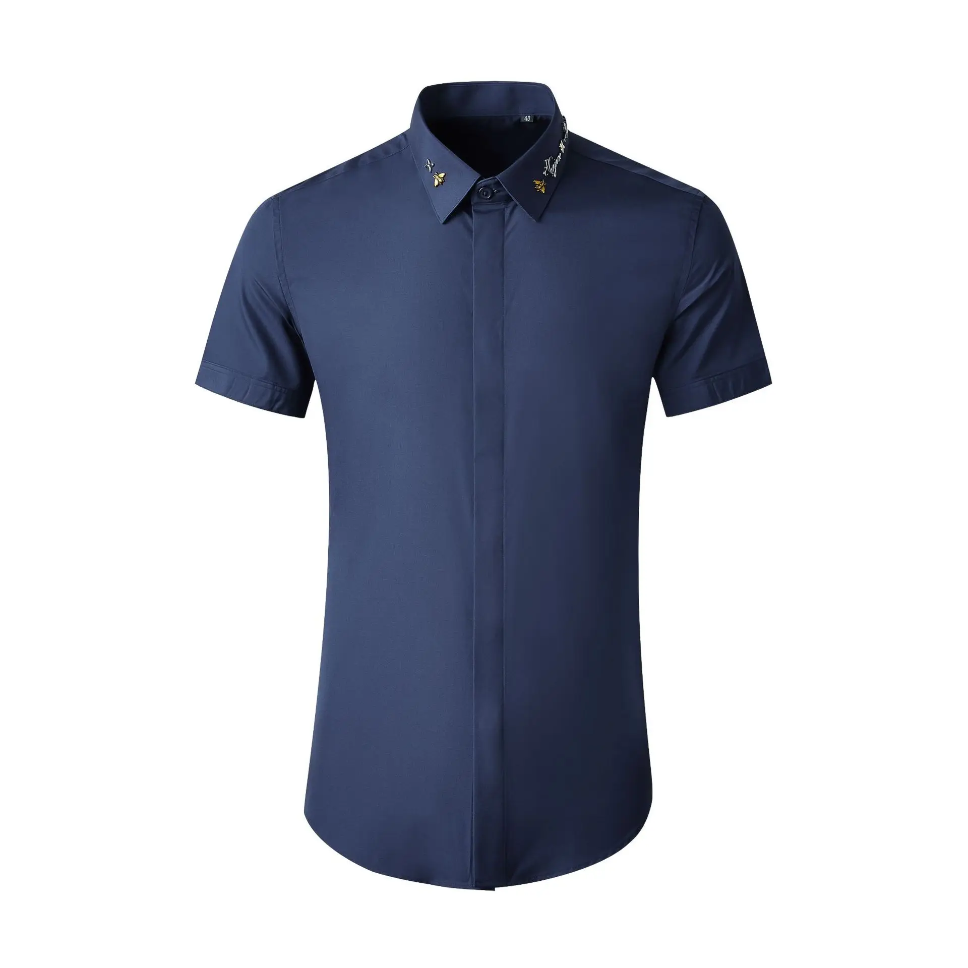 

High Quality Luxury Jewelry Blank Plain Solid Color Shirts Short Sleeve Slim Business Work Formal Office Wear Shirt For Men