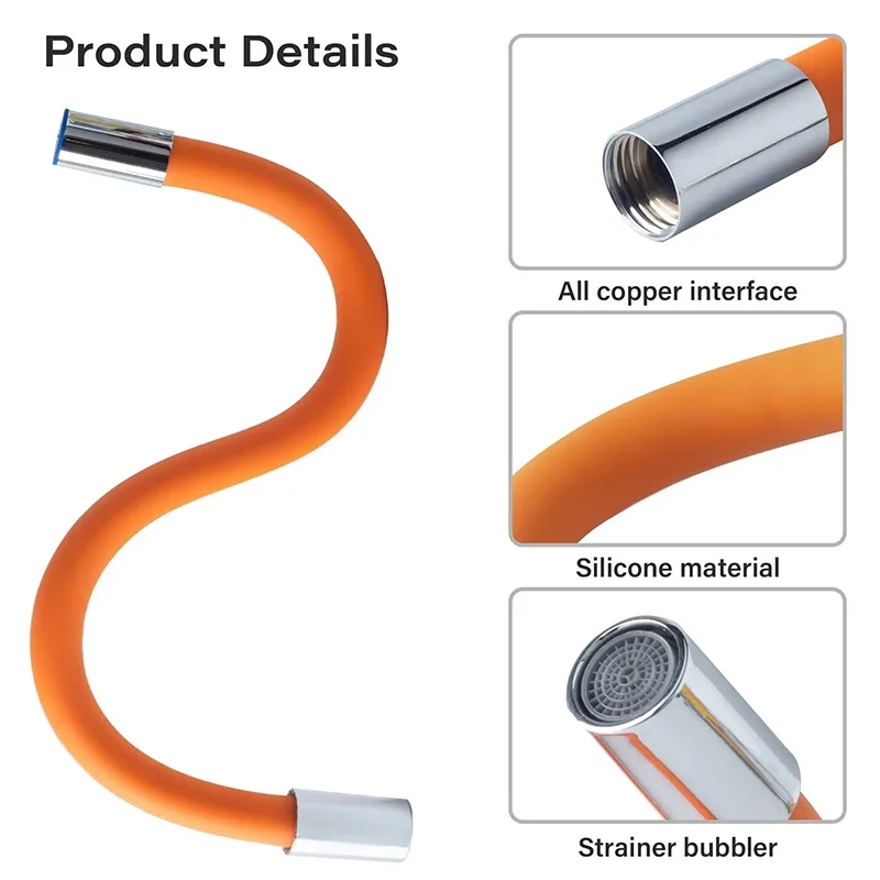 Kitchen Faucet Extension Extender Universal 360&deg; Rotating Silicone Flexible Hose Water Tap Pipe Tube for Bathroom Wash Basin faucet extender sink faucet extender water faucet extension pipe faucet extension pipe