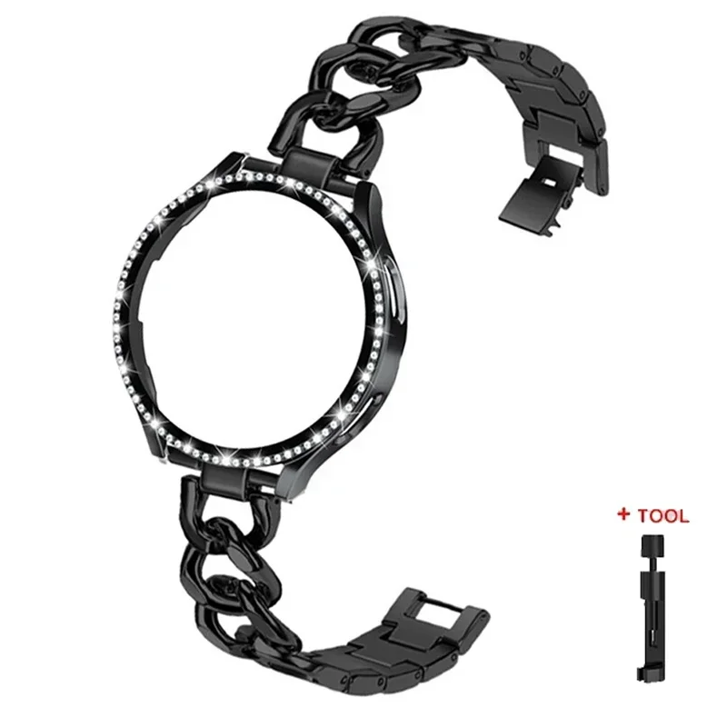 Elegant Bling Case with Metal Chain Strap & Screen Protector