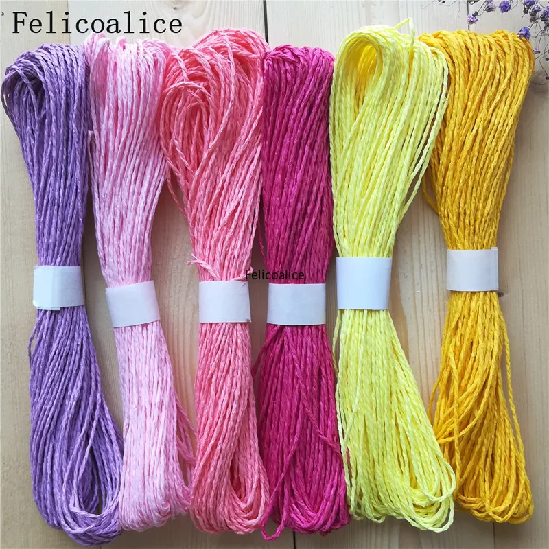 1pcs/lot 30M Rafi Grass Rope Double Piece Color Paper Rope Stickers Children DIY Hand-woven Kindergarten Art Materials raffia straw yarn straw yarn