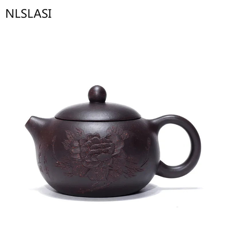 150ml Yixing tea pot purple clay Xishi filter teapots beauty kettle Raw ore Black gold purple sand Handmade Tea set authentic