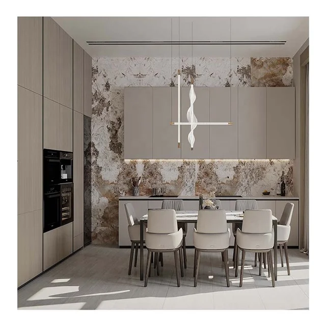 หรูหราอัตโนมัติOakห้องรับประทานอาหารตู้โมเดิร์นไม้ตู้เก็บอ่างล้างจานตู้ห้องครัว 3