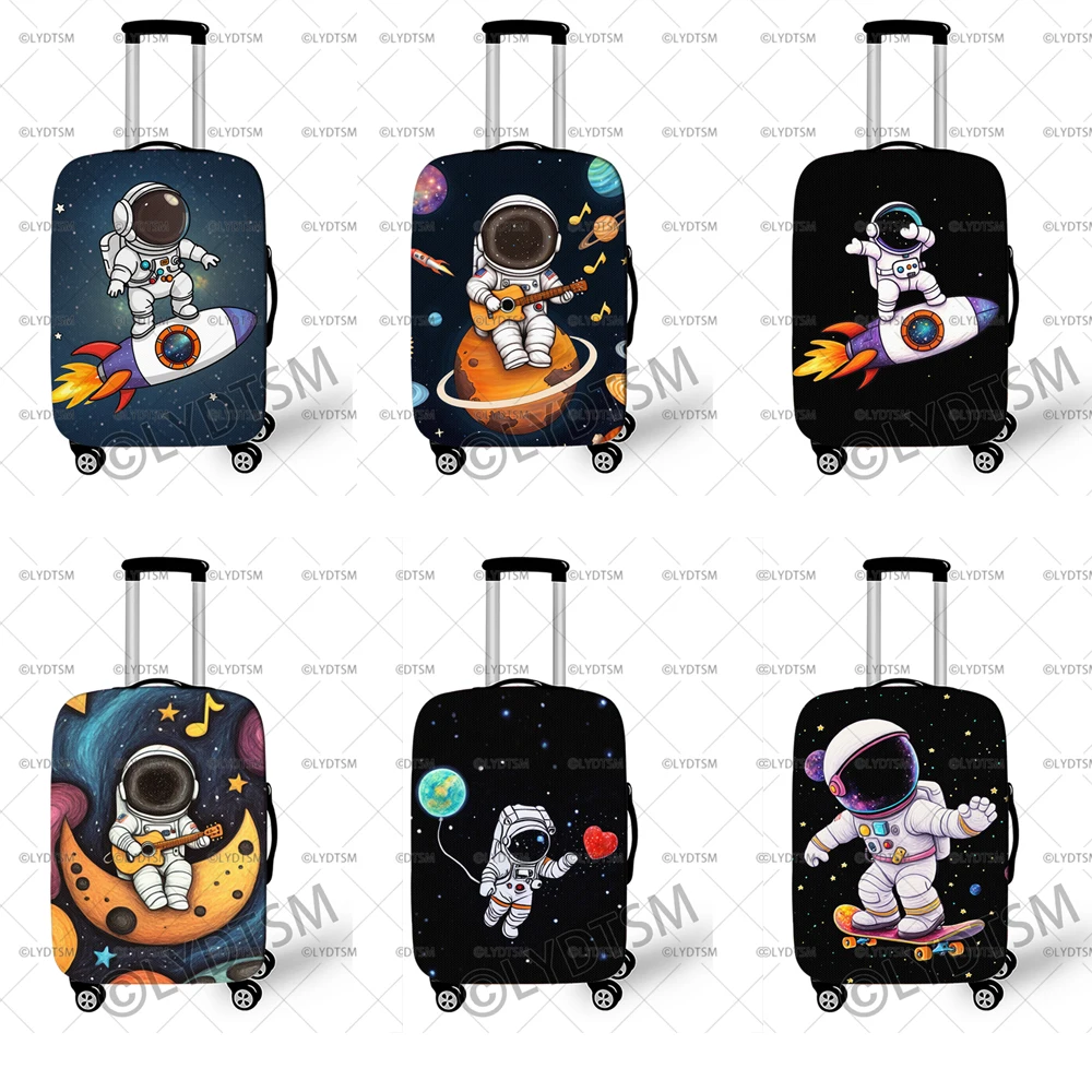 18-30 Inches Astronaut Rocket Skateboard Guitar in Space Print Luggage Cover Trolley Case Protective Covers Suitcase Cover