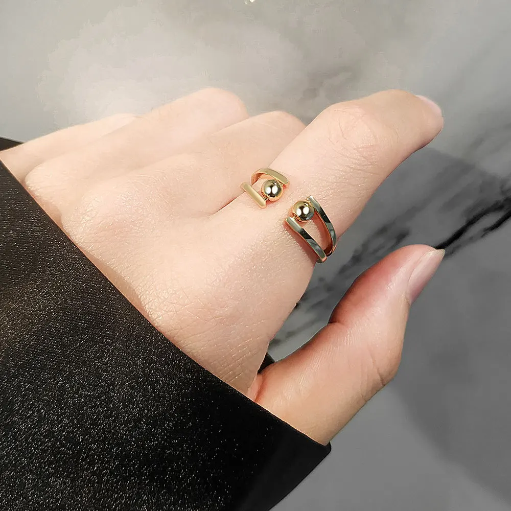 Ball Charms Fidget Spinner Adjustable Rings For Women Round Beads Anxiety Ring Girls Jewelry finger ring,jewelry accessories,adjustable rings,charm beads,fidget spinner ring