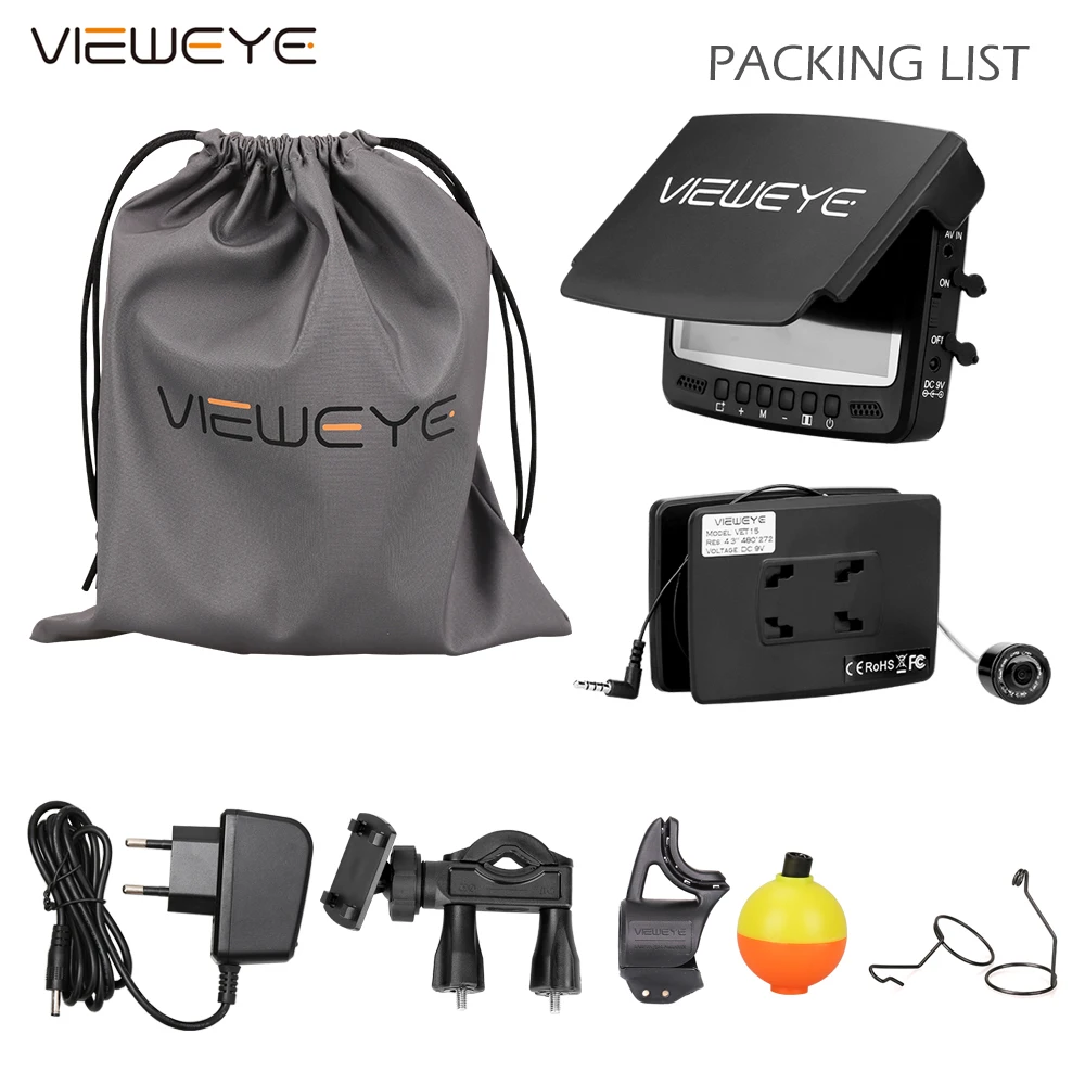 Video Fish Finder Underwater Ice Video Fishfinder Fishing Camera 8 Infrared Lamp 4.3" Inch Monitor Camera Kit