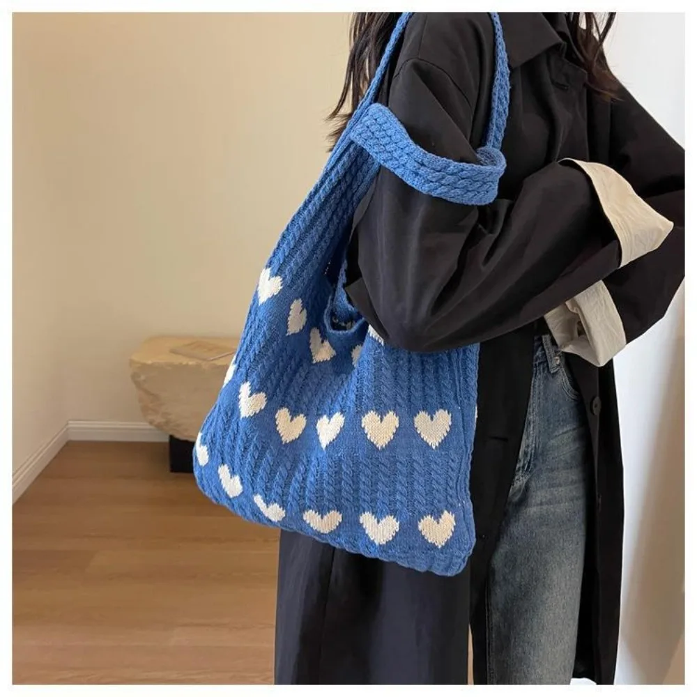 Bolso De Punto Para Mujer - Bolso De Playa De Malla Hueco, Estilo Boho, Poliéster Ligero, Blanco, Ideal Para Playa, Compras O Diario