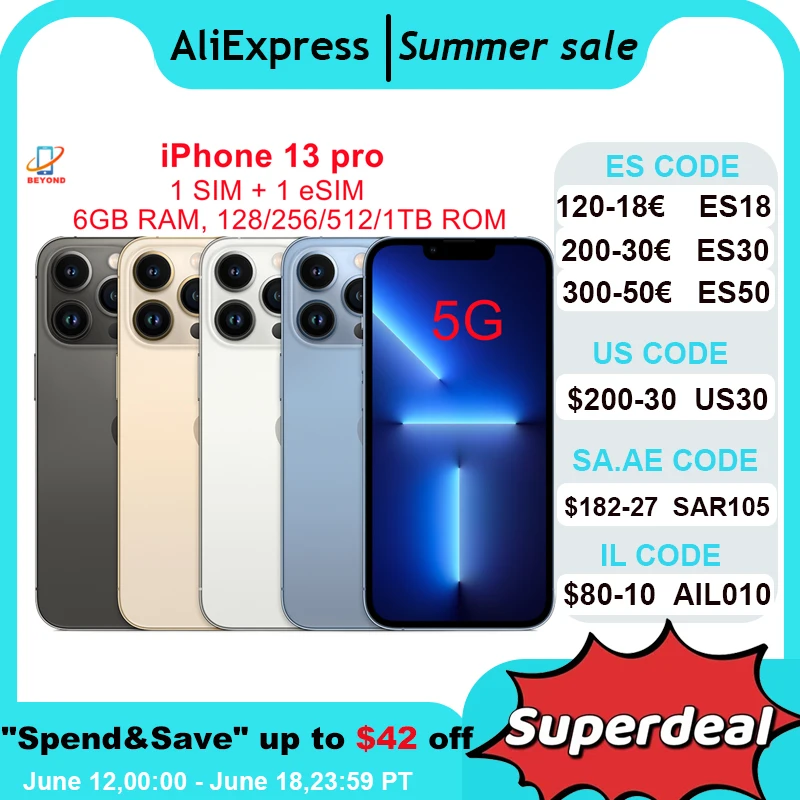 Apple Iphone 13 Pro 128gb 256gb 512gbgb 1tb Rom 6.1" Super Retina Oled