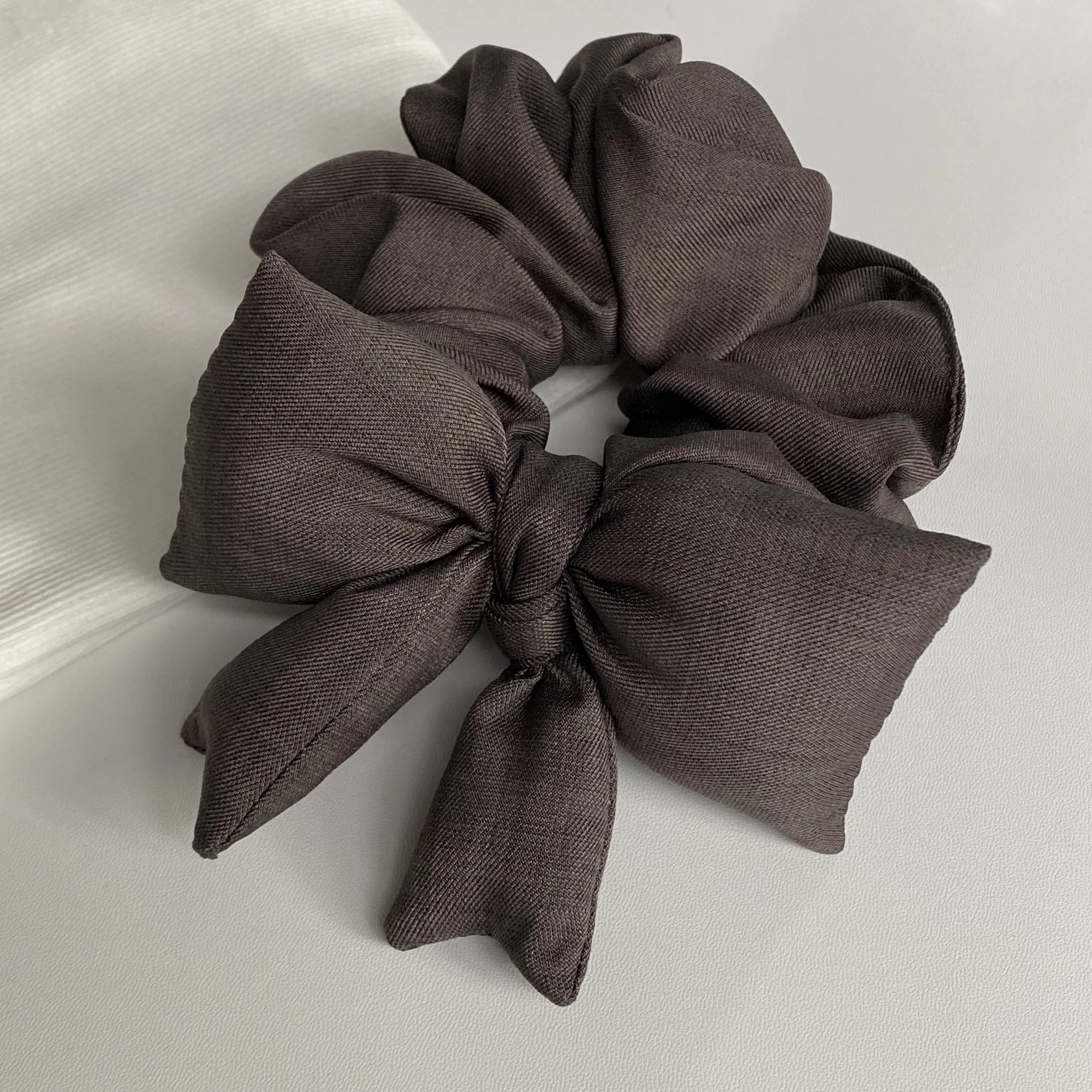 1PC  Elegant Bow Scrunchies Set: Classic Black And Brown Hair Ties, Chic Hair Accessories For Women, Perfect For Daily