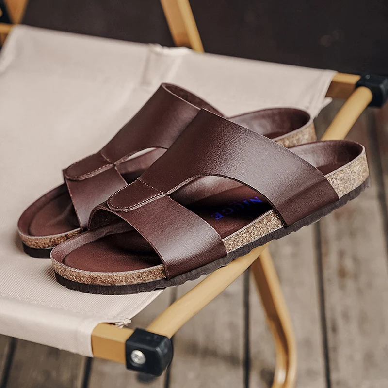 Men's Summer Cork Clogs, Anti-slip Casual Outdoor Slides_voghion.com