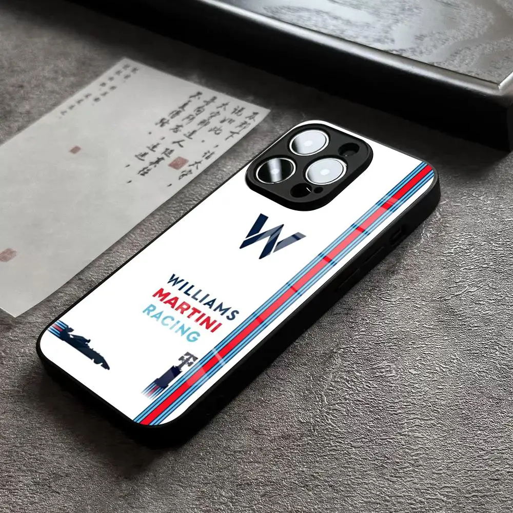 Martini Racing Horizontal Stripe Glass Back Phone Case