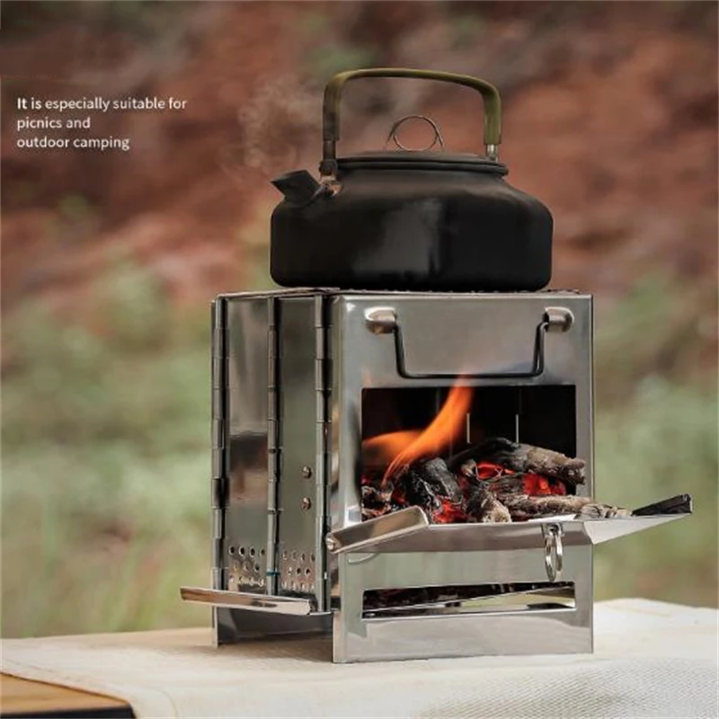 

Outdoor Firewood Stove Portable Mini Wood Burner Camping Folding Boiling Water Stove Cooking Tool Picnic Barbecue Supplies