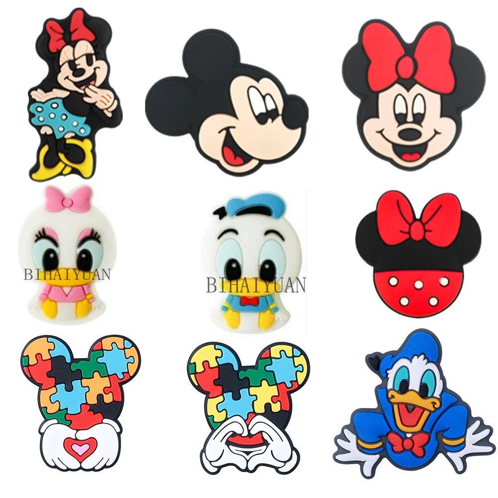

10pcs Disney Mickey mouse focal Teether Jewelry Beads Food Grade Minnie mouse Silicone Beads For pen Pacifier Chain