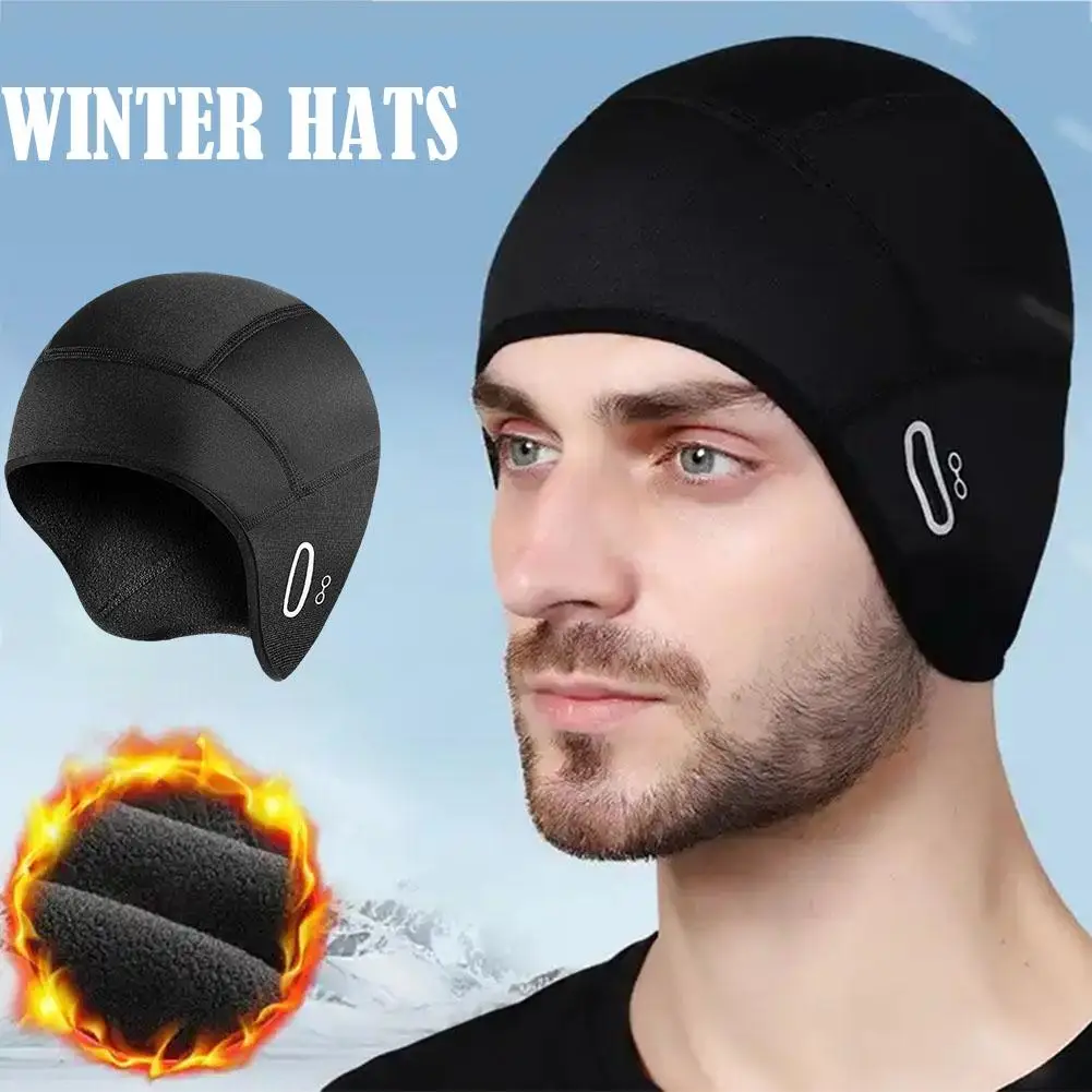 Winter Warm Fleece Skull Cap Helmet Liner Ski Cycling Bike Hat Men Motocycle Riding Hat Windproof Glasses Hole With MTB I9Q5 2