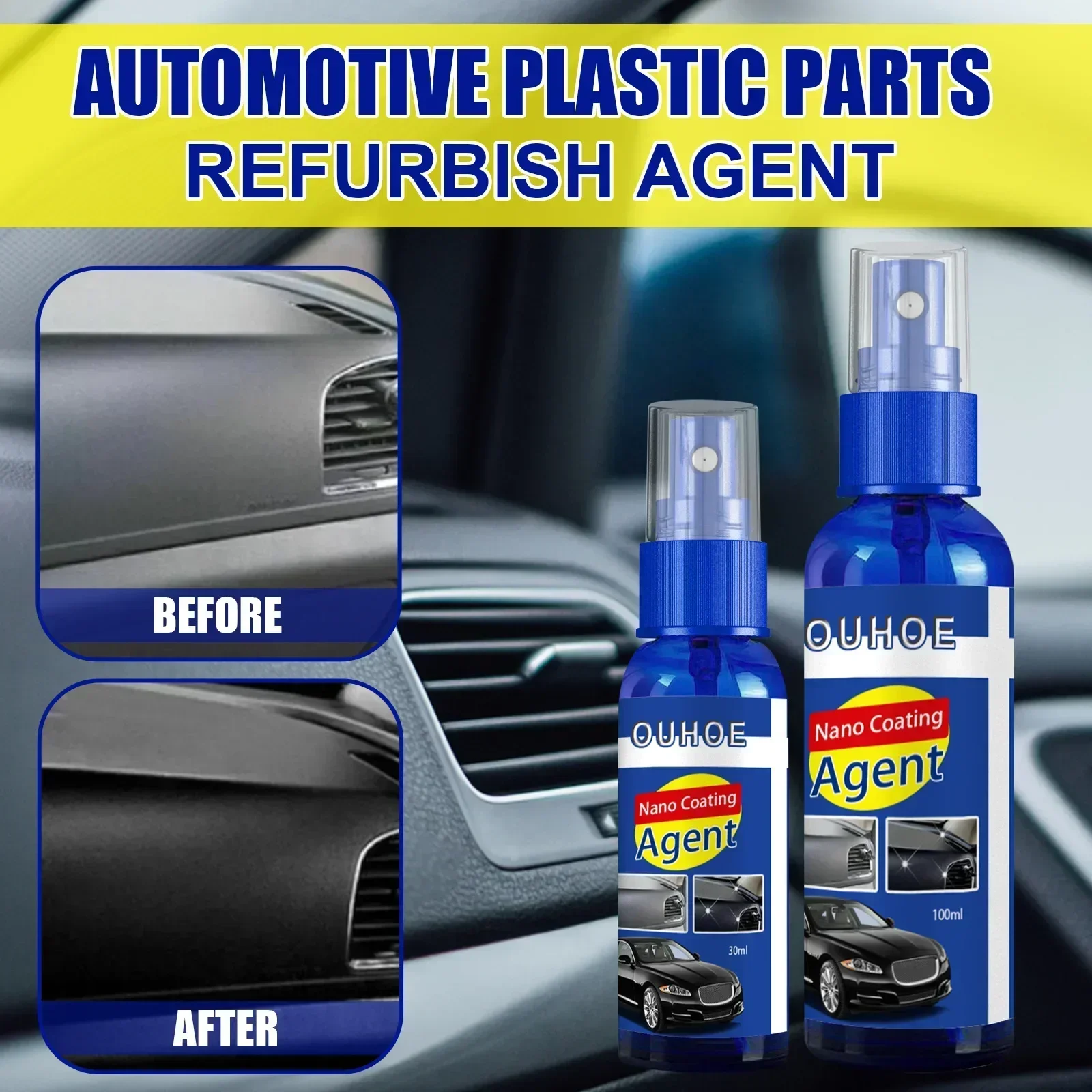 Car Plastic Restore Coating Agent Auto Plastic Rubber Exterior Repair Clean Refresh Restoration Agent Black Shine Seal Brighten