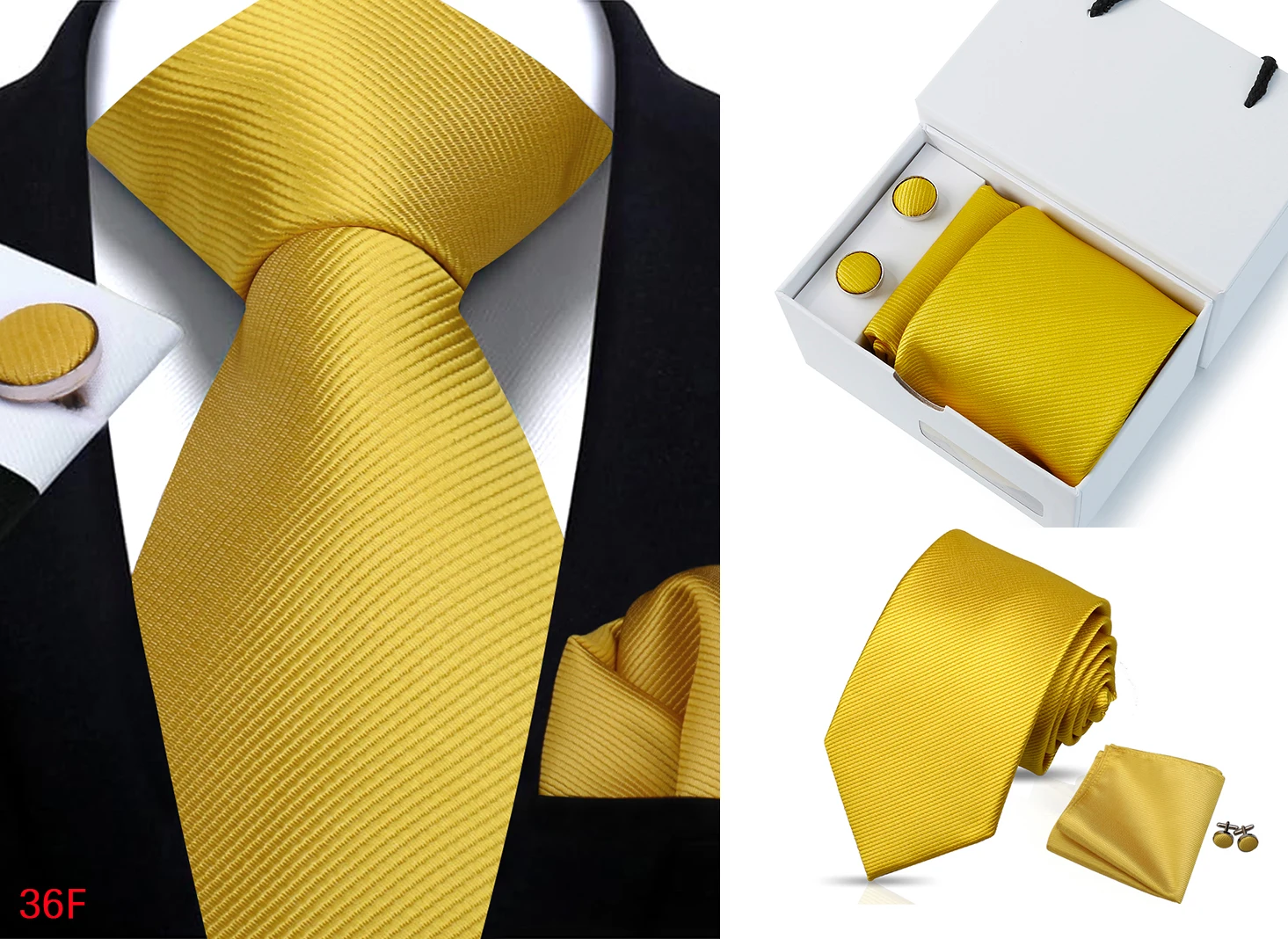 Neue männer Krawatte Hanky Manschettenknöpfe Set Mit Luxus Geschenk Box Einfarbig Krawatte Für Männer Anzug Hochzeit Business Party zubehör – Detail 14