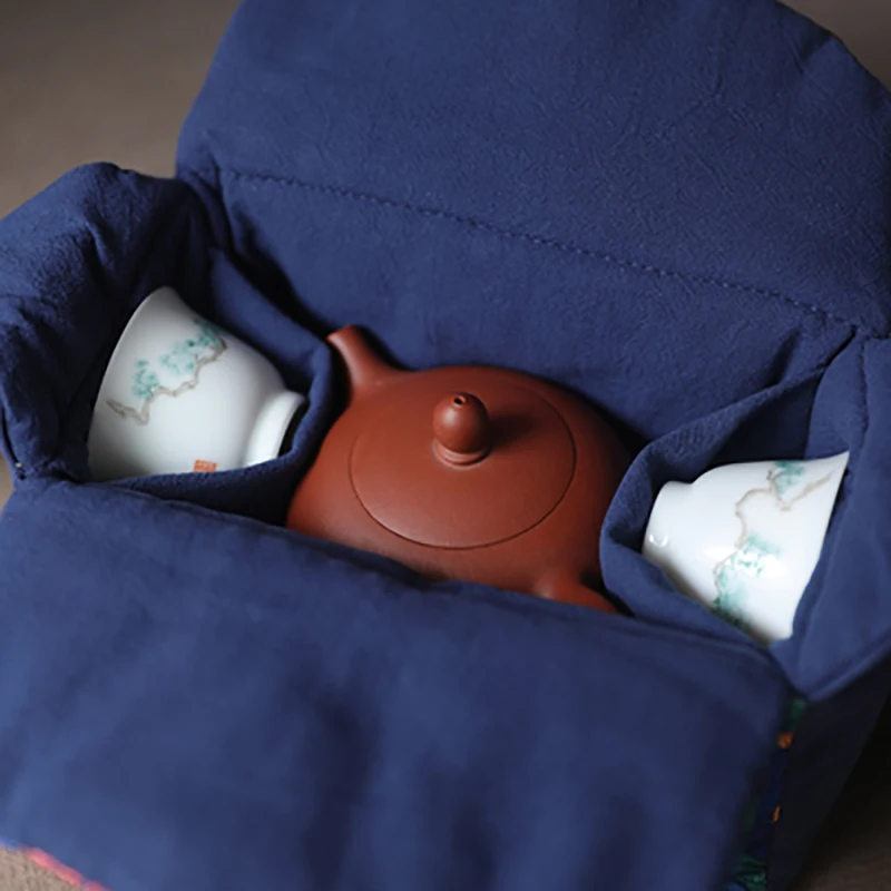 Outdoor Travel Teaware Storage Bag Cotton Material Tea Cozies Portable For One Teapots Two Cups Tea Set Cozies Ceremony Decor