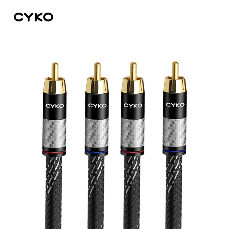Cabo de Áudio Cyko-rca para Amplificador Hifi 6n Ofc 2rca para 2rca Estéreo Plugue Banhado a Ouro Macho para Macho Amplificador tv Box Par - Image 5