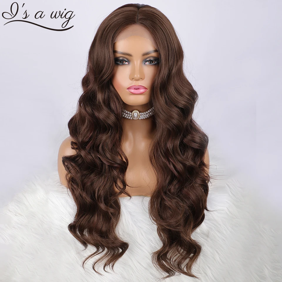 

Synthetic Lace Wigs for Black Women Long Body Wave Dark Brown Wig Female Middle Part Black Red Copper Ginner Orange Cosplay Wigs