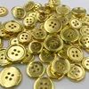50 pcs Gold Plastic Buttons 12mm/15mm/20mm Sewing Craft 4 Holes PT375 1