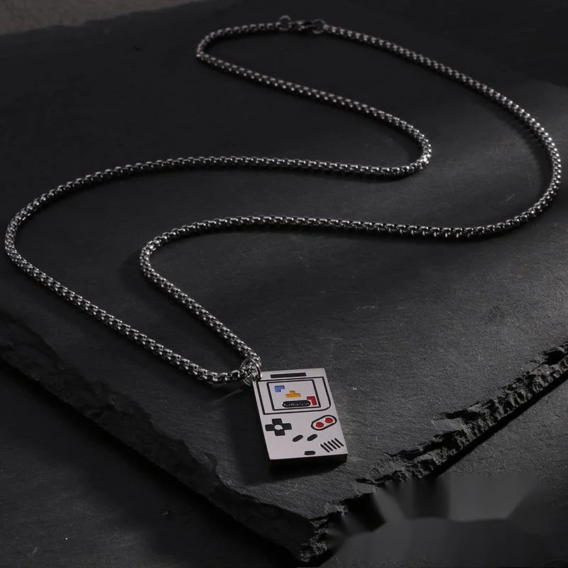 Vintage Game Controller Pendant Necklace Stainless Steel Jewelry_voghion.com