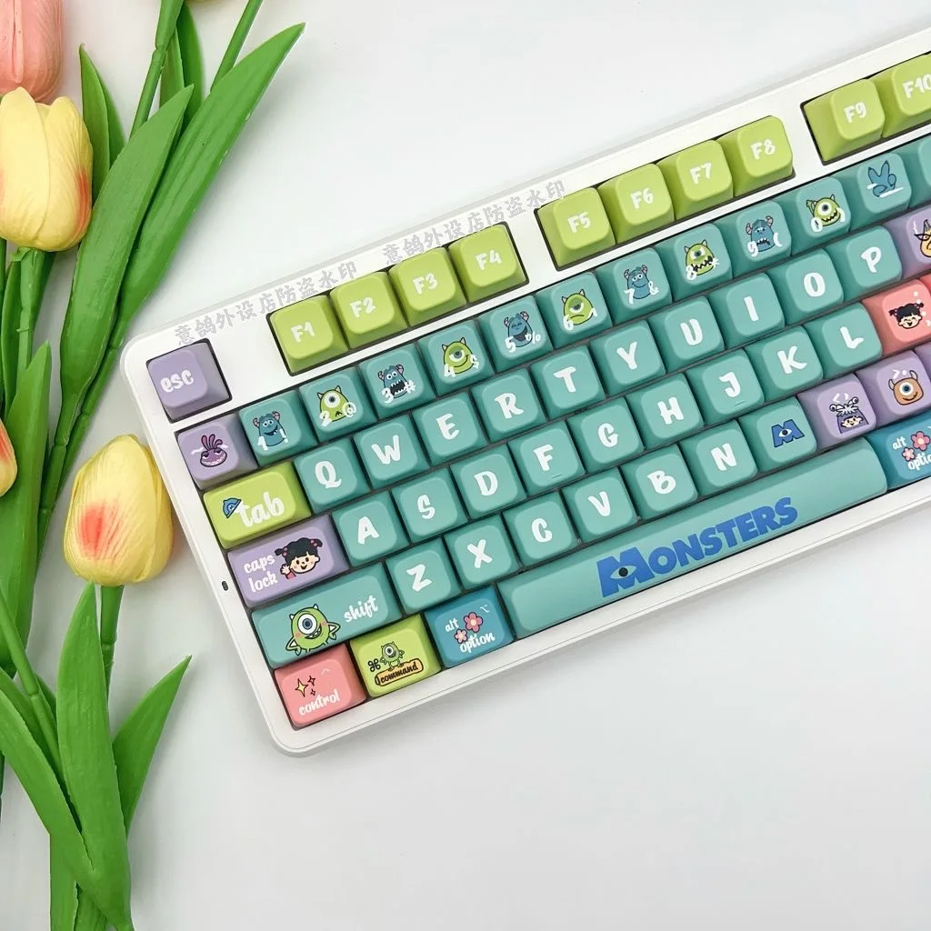 Cute Cartoon Keycap Conjunto para Teclado Mecânico Mda Keycaps Pbt Moa Altura Faça Você Mesmo Criativo 61 87 104 108