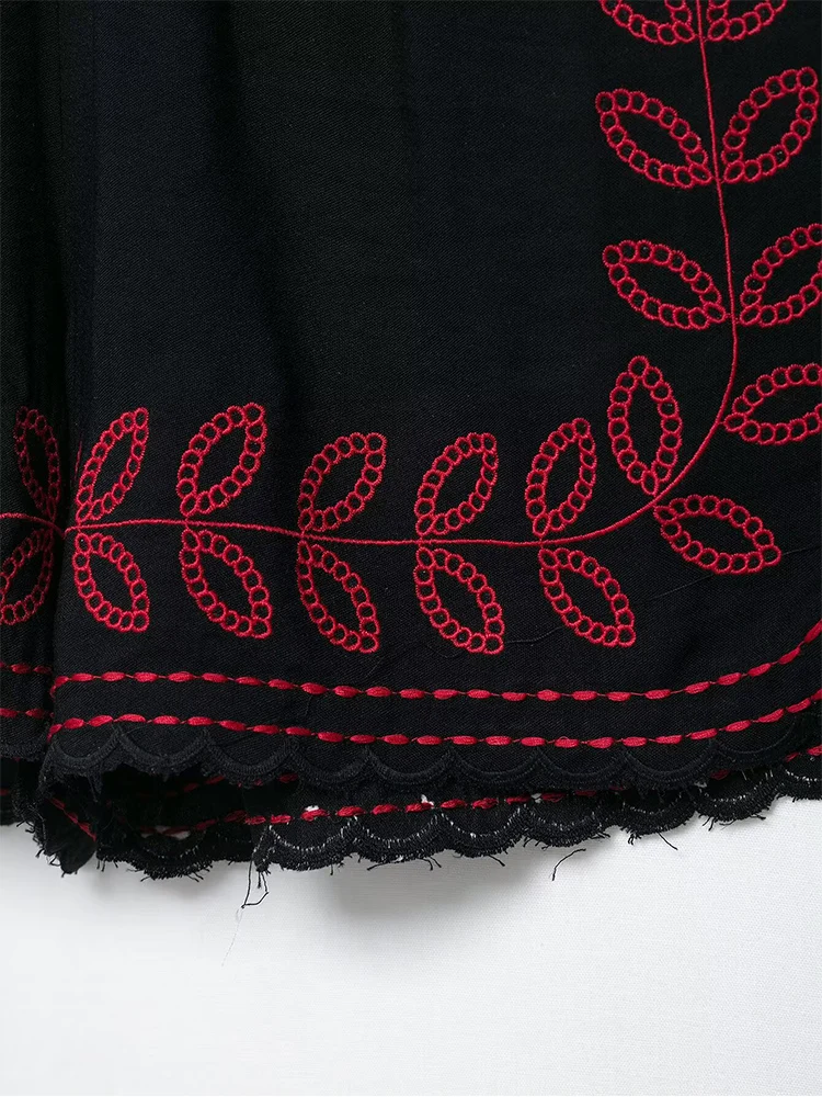 TFMLN Embroidery Blouse Shorts Sets For Women Chic Short Sleeve Pullover Shirts Casual Shorts 2025 Summer High Street Outfits