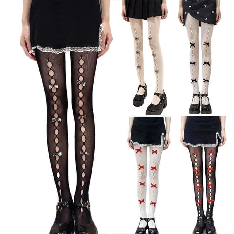 

Women Fishnet Tights Hollow Out Hole Bow Mesh Pantyhose Stockings