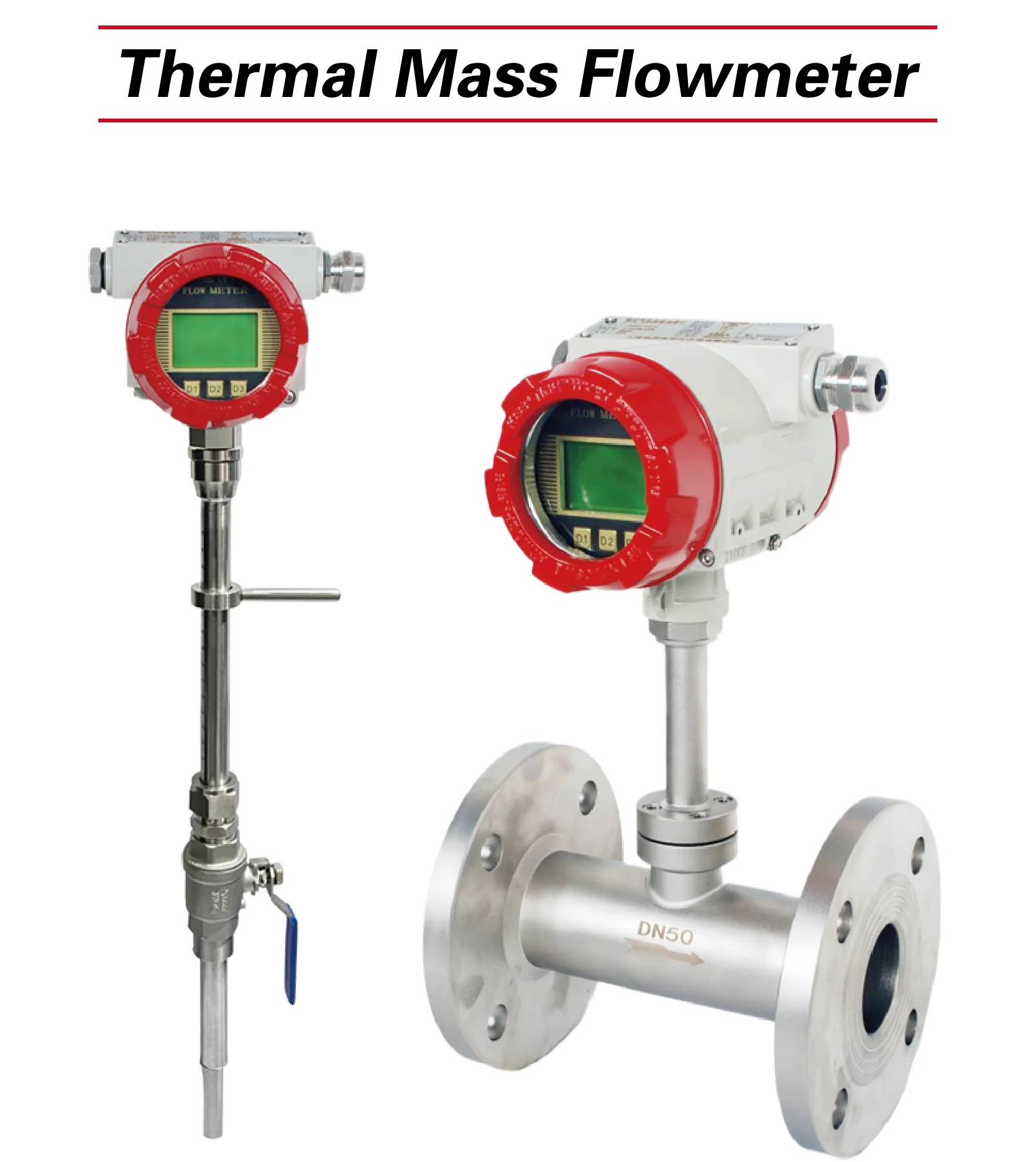 RS-200 series Thermal Mass Flow Meter flanged gas mass flow meter low flow therm