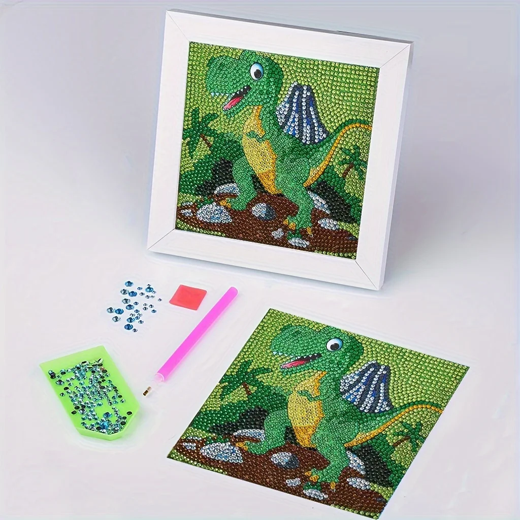 18 Pezzi 5D Diamond Painting Adesivi Per Bambini: Set Creativo Con Dinosauri E Animali Cartoon - Kit Fai Da Te Per Principianti