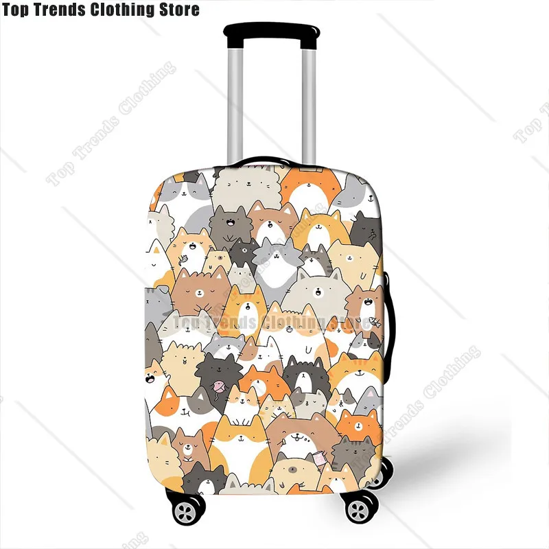 Cute Dog Cat Print Luggage Cover Travel Accessories Anti-dust Baggage Covers Elastic Suitcase Trolley Case Cover 4