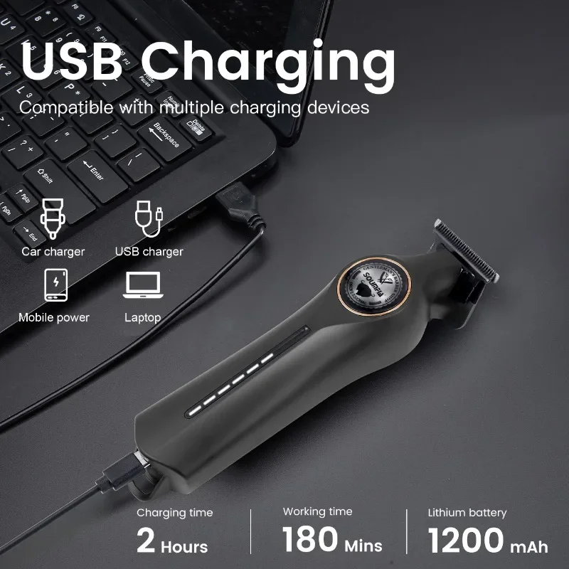 Hair Clippers for Men Cordless Professional Barber Clipper Hair Cutting Kit with 3 Guide Combs for Haircut, Trimming & Grooming 5