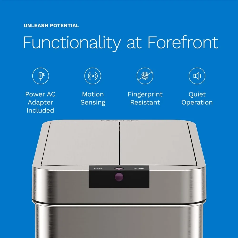 21 Gallon Automatic Trash Can For Kitchen Stainless Steel Garbage Can With No Touch Motion Sensor Lid With AC Power Adapter