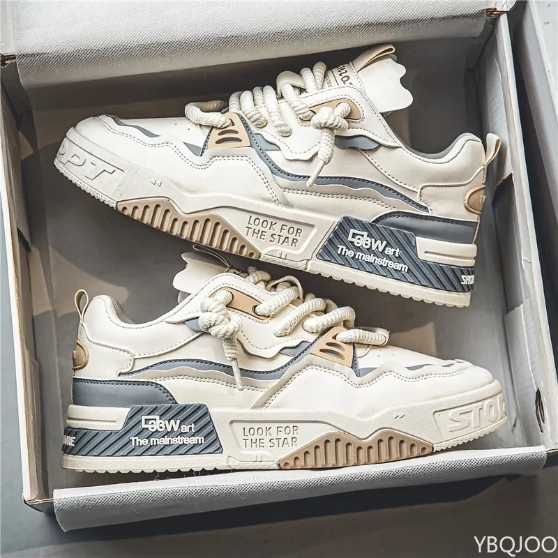 נעלי גברים מודרניות ומגניבות בסגנון אנטי סליפ עם רצועת קשירה, סוליית עבה ומתאימות לספורט וסקייטבורד