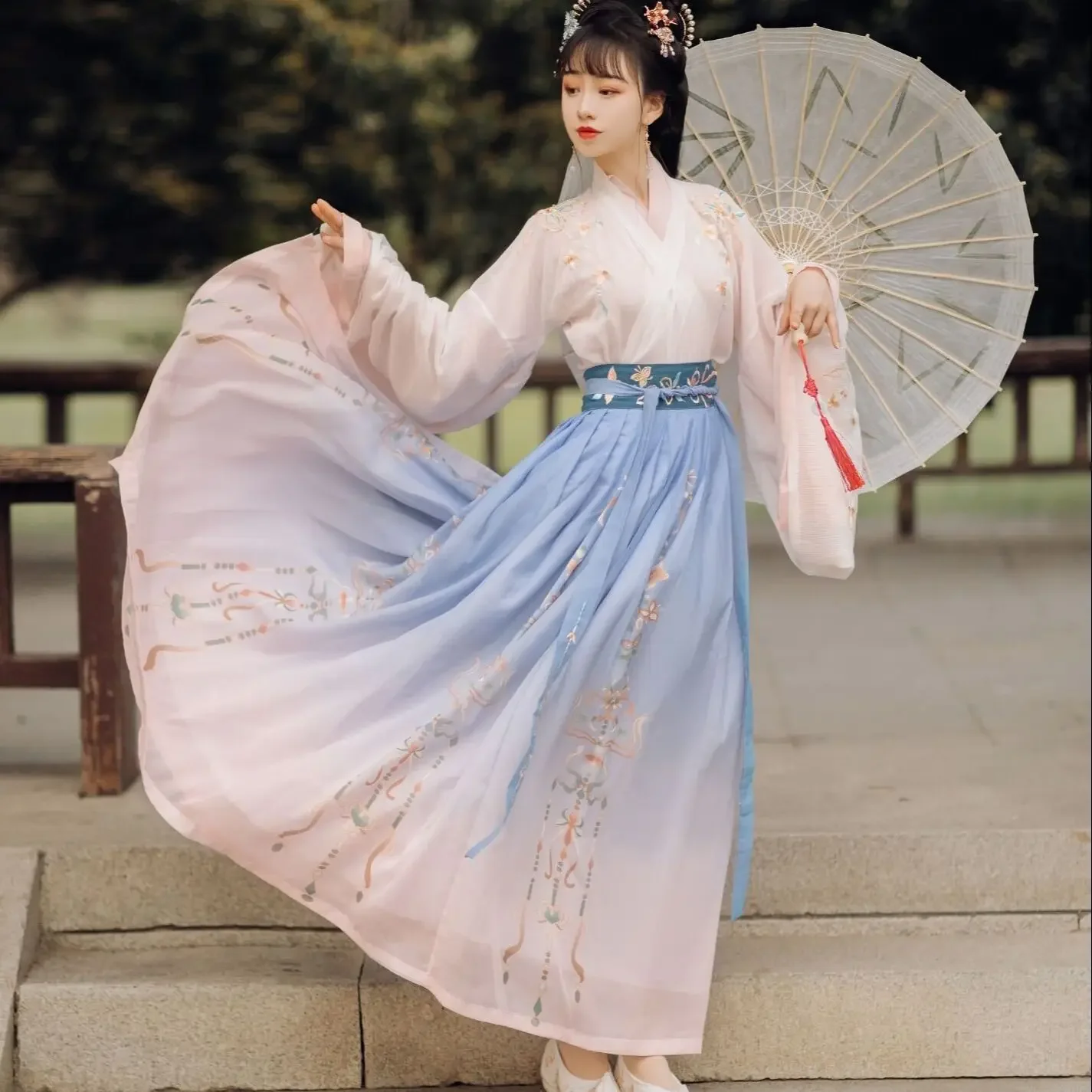 

Pink Hanfu Women Chinese Traditional Embroidery Dress Dance Fairy Costume Cosplay Female Princess Clothing Carnival 2022 3PCS