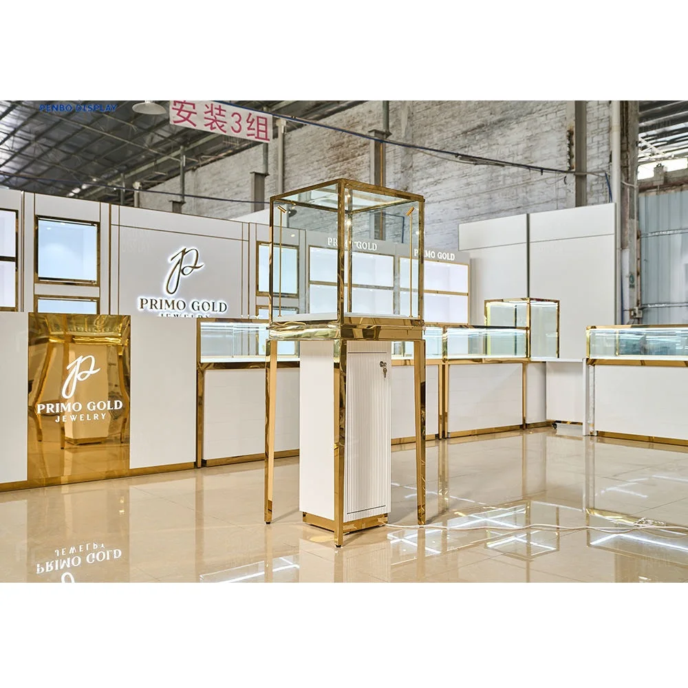 Luxury Retail Jewelry Display Case Jewellery Store Display Cabinet Glass Jewelry Counter Showcase