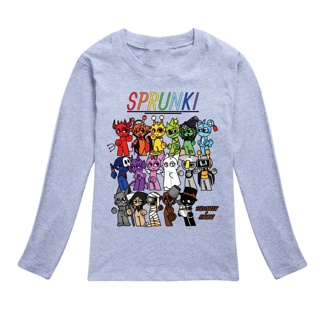 Cute Sprunki Tshirt Kids Clothes Teenager Boys O-Neck Cartoon Casual T-shirts Girls Long Sleeve Tops Children's Clothing 2