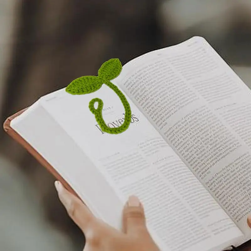 Knitted Crochet Leaf Sprout Data Cable Strap Handmade Knitted Green Leaf Bookmark Headphone Accessories D-IY Craft Gift knitting supplies