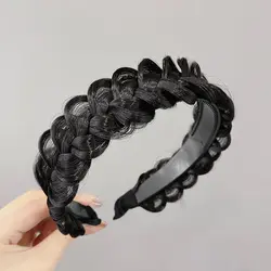 Elegant Braided Hairband for Women - Luxury Non - Slip Hair Accessory (Black)