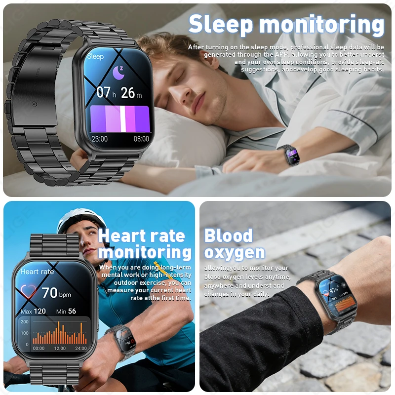 Neue LIGE 700mAh Smartwatch mit 1,83'' HD-Großbildschirm, Sprachassistent, mehreren Sportmodi und wasserdichter Ausstattung._voghion.com