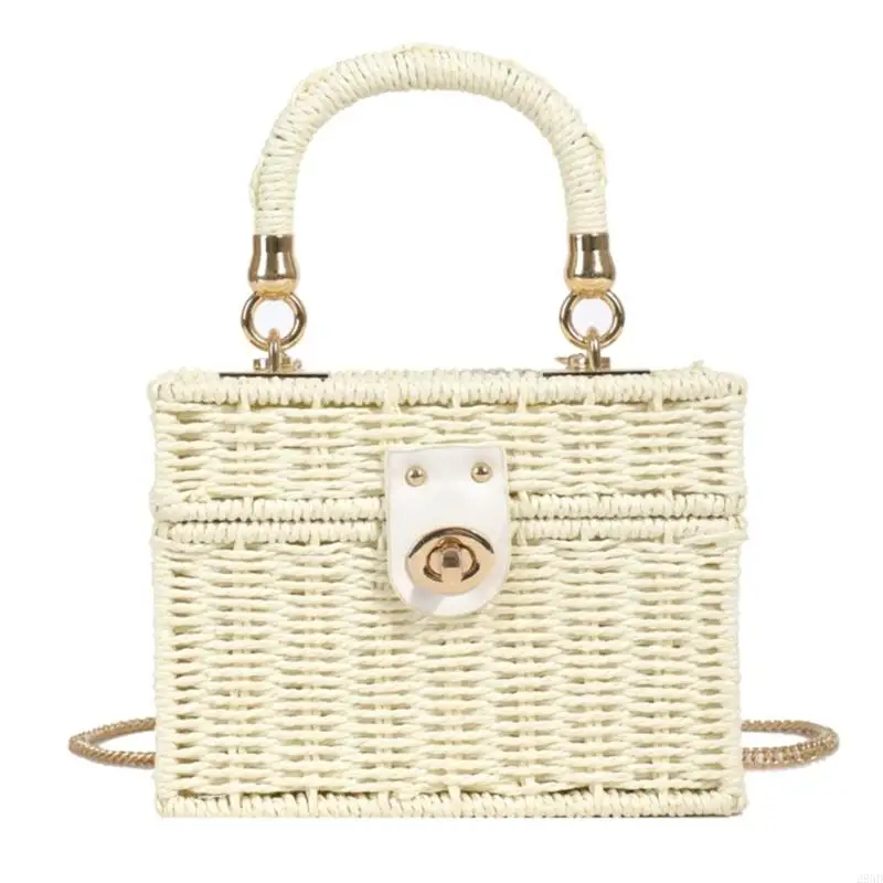 28GD Fashionable Square Straw Bag Crossbody Purses Basket Purse for a Statement Look