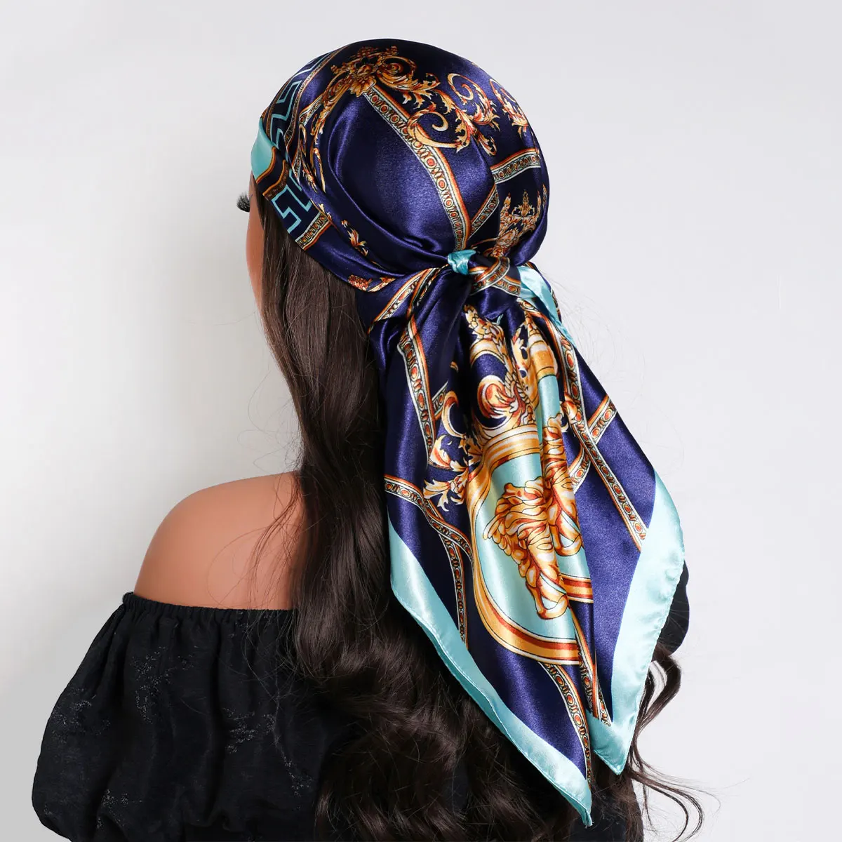 2025 Luxury Brand Women Scarf Summer Fashion Print Sunscreen Shawl Beach Cover Up Head Wrap Accessories Kerchief for Female 90CM