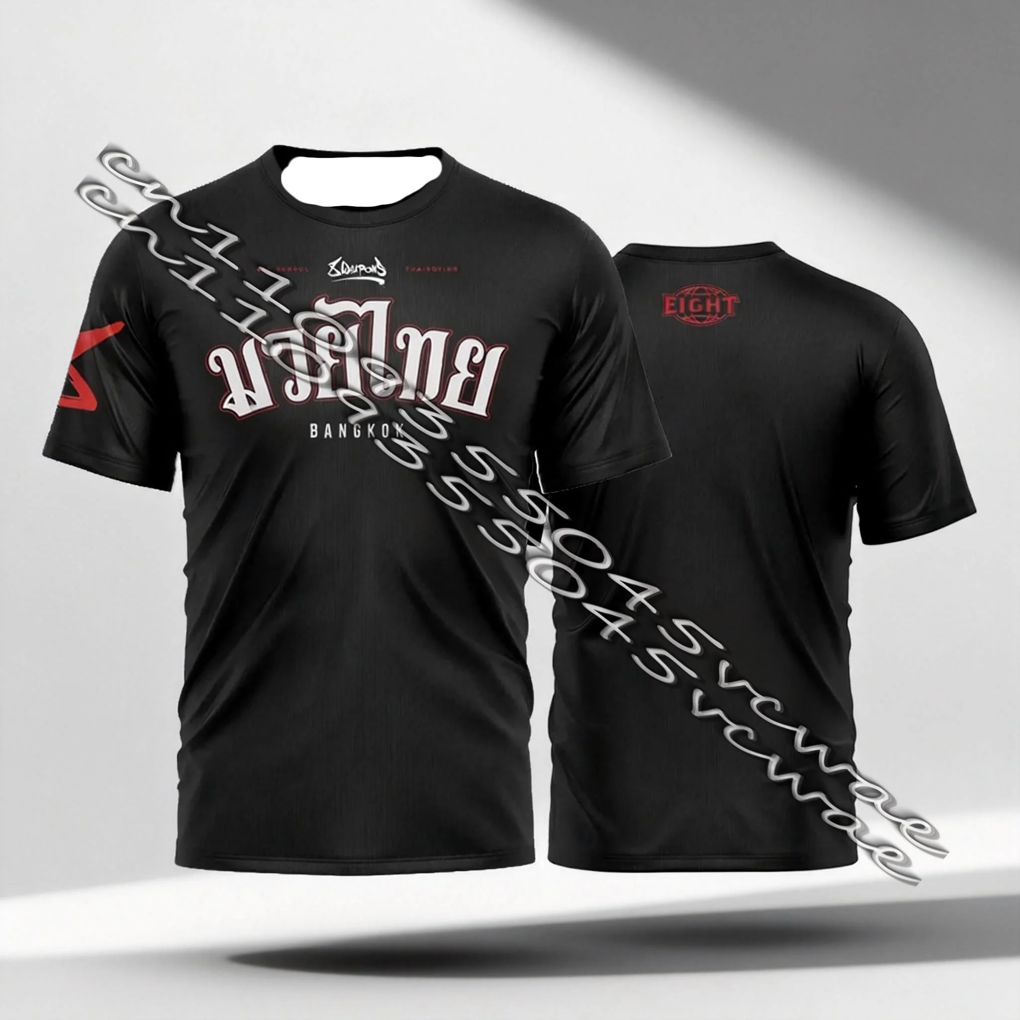 여름 남성 및 여성 캐주얼 반팔 스포츠 셔츠, 8암 기능성 무에타이 디자인 캐주얼 티셔츠 탑 MOTO