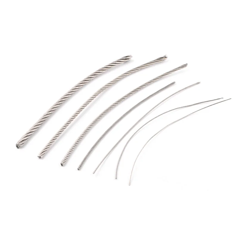 10 m 스테인레스 스틸 와이어 로프 낚시 리프팅 케이블 녹슬지 않는 7*7 빨랫줄/0.8mm/1mm/1.2mm/1.5mm/2mm/2.5mm/3mm