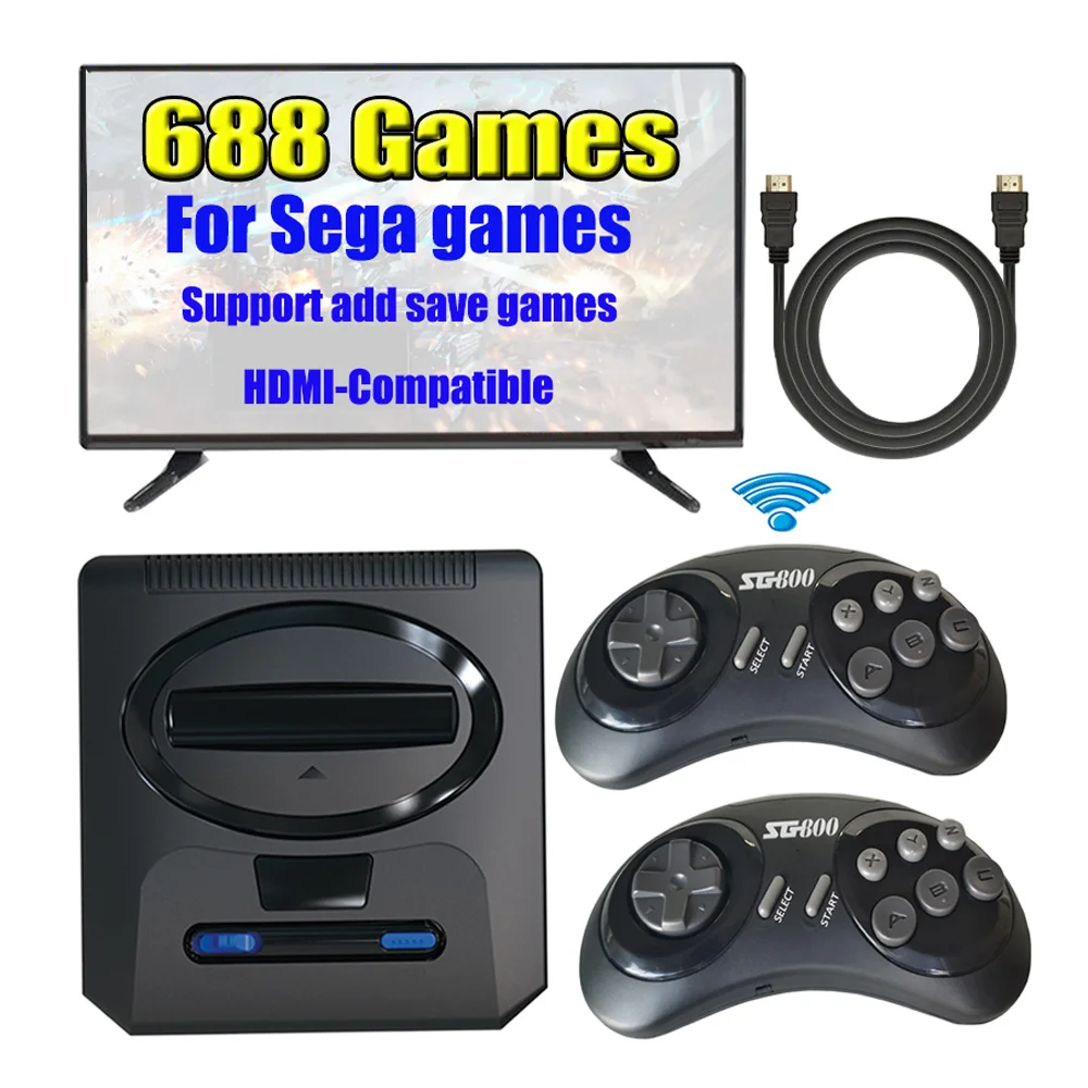 16 Bit Video Game Console Wireless Controller For Sega Mega Drive 2 Built  In 688 Classic Games Hd Tv Gaming Consola For Sega - Video Game Consoles -  AliExpress