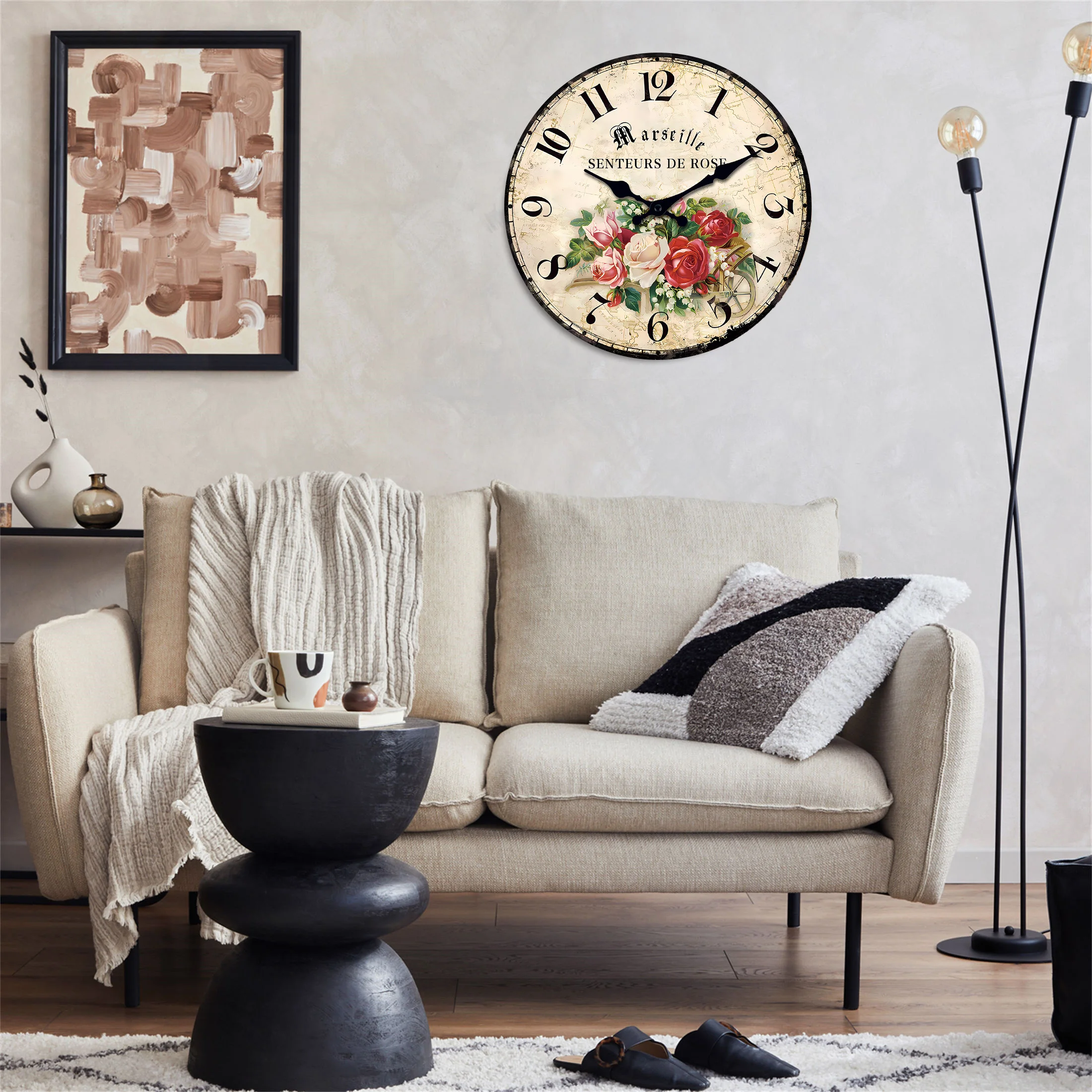 European Rose Wooden Wall Clock – Silent Quartz Home Decor 6