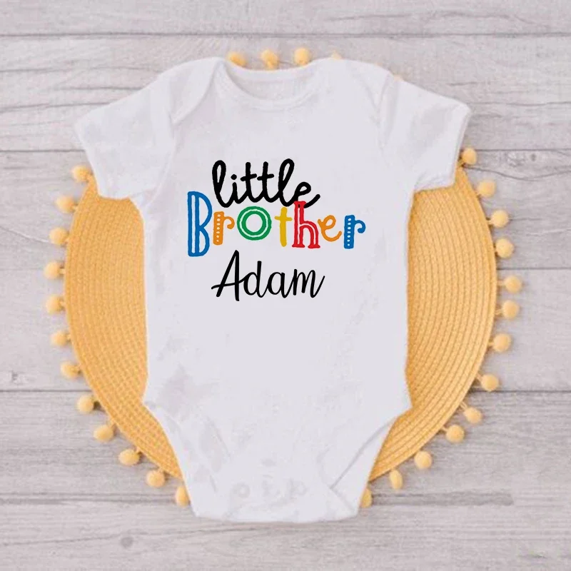 Personalized Big Sister Little Brother Matching Clothes Custom Name Kids T-shirt Bodysuit Birthday Party Family Look Outfit Tops 4