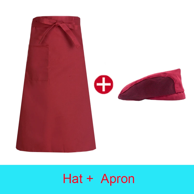 

Hotel Woman Kitchen Apron Restaurant Chef Aprons for Man Bakery Waiter Half-Length Pinafore Catering Cooking Cap Cafe Chef's Hat