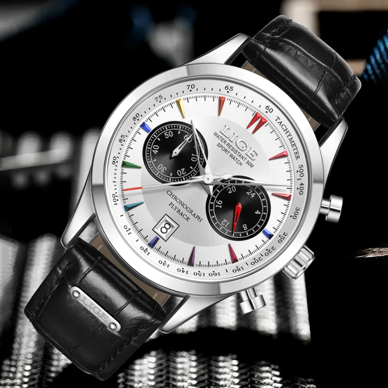 Lige Luxus Casual Watch Top Marke Business männliche Armbanduhren Datum Uhr wasserdichtes Leder Kleid Herren uhr Geschenk montre homme