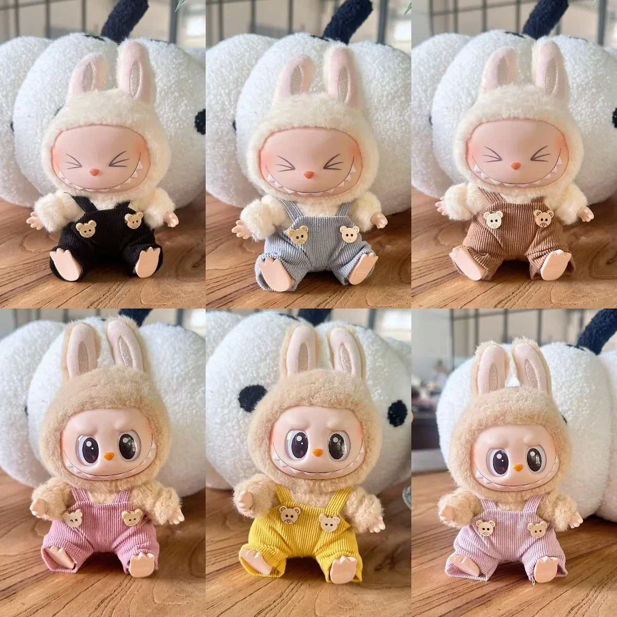 Bear Overalls for Plush Vinyl Face Doll - Cute Labubu Baby Doll Clothes Pendant Accessory
